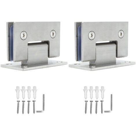 2Pcs Glass Door Hinge Heavy Duty Glass Door 90 Degree Hinges Durable Stainless Steel Bathroom Gate Clamp for Bathroom Toilet (1/5)