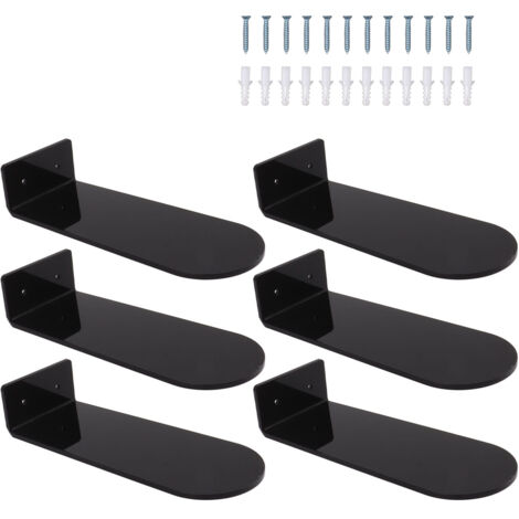 6pcs Floating Shoe Shelves 7.9in Length Acrylic Shoe Display for Footwear Collection Black (1/5)