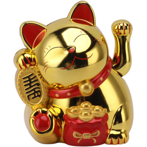 5.5in Electric Waving Arm Fortune Cat Decorative Cute Plastic Cat Ornaments for Cashier Desk MLY11020-4 Gold (1/5)