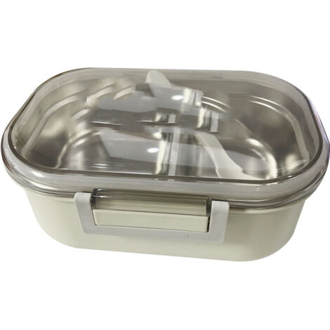 Stainless Steel Lunch Box Korean Style 2 Compartment Bento Box Metal Food Container for Kids Adults Pupils Office Workers Beige (1/5)