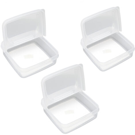 3Pcs Flip Lid Cheese Container Transparent Clear PP Food Storage Box Case for Fridge (1/5)