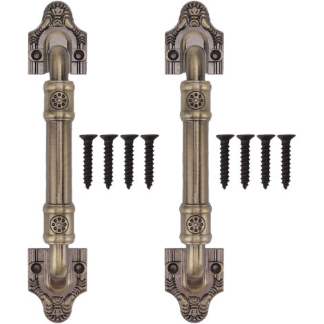 2Pcs Antique Barn Door Handles Bronze Color Easy Installation Vintage Drawer Handle for Gates Cabinets Closets (1/5)