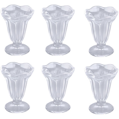 6pcs Ice Cream Cup Creative Unique Flower Sundae Glass Cup Multifunctional Transparent Dessert Cups (1/5)
