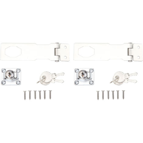 2PCS Keyed Hasp Locks 201 Stainless Steel Zinc Alloy Twist Knob Catch Latch Safety Lock for Cabinets Doors Silver (1/5)