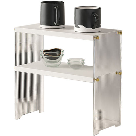 Coffee Mug Storage Shelf Stable Support Large Capacity Countertop Organizer for Living Room Bedroom White 2 Tier (1/5)