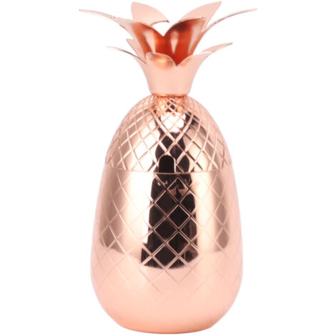 Cocktail Shaker Pineapple Shape Stainless Steel Polished Smooth Surface 500ml for Home Bar Rose Gold