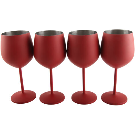 4 PCS 18oz Stainless Steel Matte Wine Glasses Red (1/5)