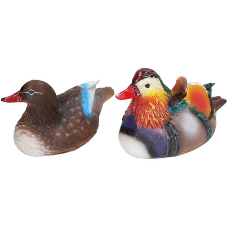 2PCS Floating Mandarin Duck Statue Resin Cute Animal Decor Sculpture Ornament for Outdoor Garden Pond Dark Color (1/5)