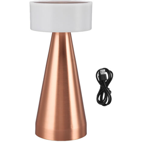 Portable LED Table Lamp 3 Color Temperatures Stepless Dimming 1800mAh Rechargeable Battery Nightstand Lamp Bedside Lamp Rose Gold (1/5)