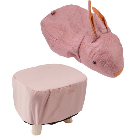 Cute Animal Footstool with Soft Padded Cushion and Prevent Slip Feet Small Footrest Stools for Kids Adults Pink Rabbit (1/5)