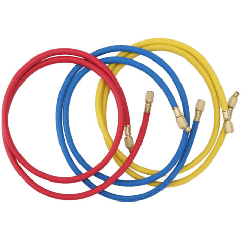 3pcs 90cm Refrigerant Charging Hose Air Conditioner Charging Hose 1/4in Fits for R12 R22 R502 Refrigerants Blue Red Yellow (1/5)