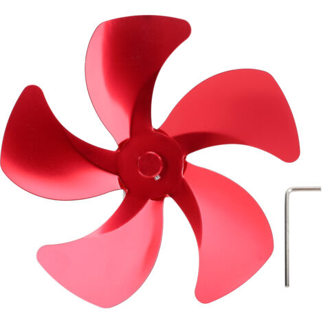 Stove Fan Blade Replacement Aluminum Alloy Enhance Warm Air Circulation Fireplace Fan 5 Blade for Stove Fan Accessories Red (1/5)