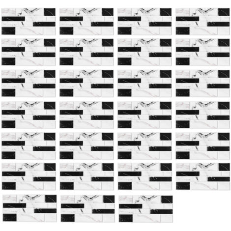 27PCS Kitchen Wallpaper Tile Self Adhesive PVC Wear Resistant White Black Faux Brick for Home Bathroom (1/5)