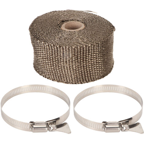 Fireproof Pipe Wrap Pipe Insulation Webbing Anti Scald Chimney Protective Wrap with 2 Clips for Furnace Tube Motorcycle Exhaust Pipes