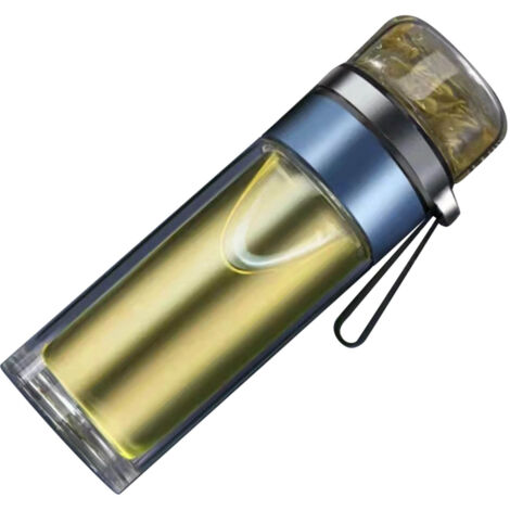 Glass Transparent Tea Bottle Portable Tea Water Bottle Tea and Water Separation Bottle Blue (1/5)