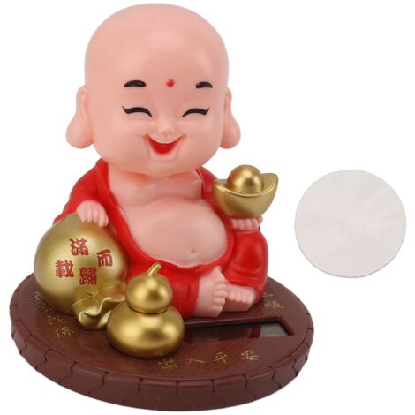 Small Monk Ornament Solar Powered Nodding Head Little Monk Figurine for Office Table Windows Car Dashboards Homes Restaurants Hotels Cafes Red (1/5)