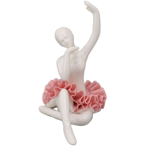 Dancing Ballerina Girl Figurine Ceramic Ballet Girl Figure Ballet Dancer Statue Sculpture Desk Bookshelf Decoration Pink (1/5)