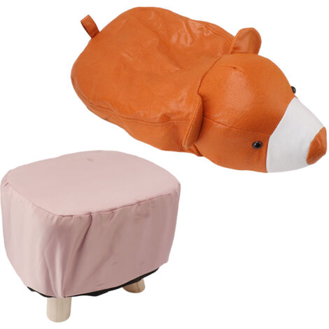 Cute Animal Footstool with Soft Padded Cushion and Prevent Slip Feet Small Footrest Stools for Kids Adults Little Bear (1/5)