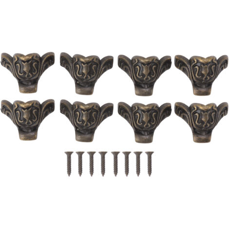 8pcs Jewelry Case Hardware Feet Bronze Zinc Alloy Decorative Legs Corner Protector Feet for Boxes Small Cabinets (1/5)