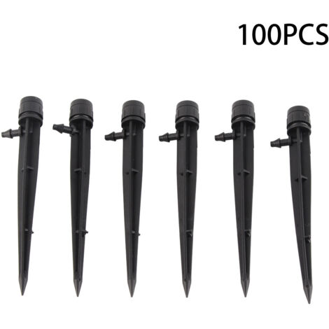 100pcs Drip Emitters 360 Degree Adjustable Water Flow Drippers Sprayer for Patio Lawn Bed Watering System 13cm / 5.1in Black (1/5)