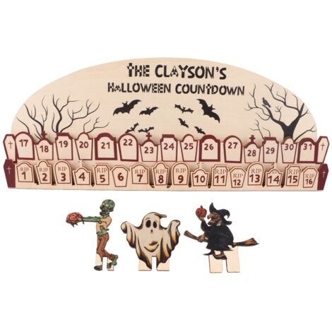 Halloween Advent Calendar 2023 31 Days Halloween Moving Wooden Block Countdown Calendar for Home Decor Holiday Ornament Gift (1/5)