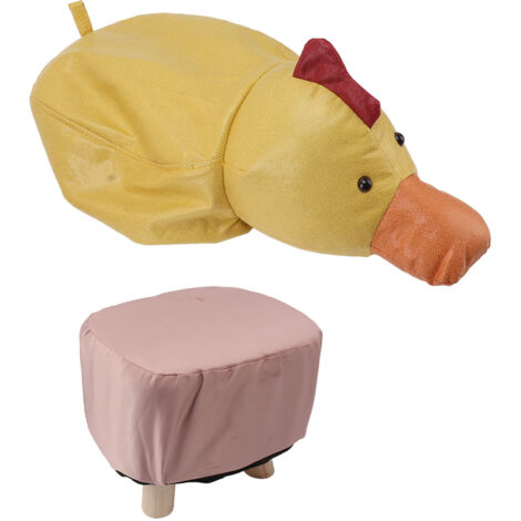 Cute Animal Footstool with Soft Padded Cushion and Prevent Slip Feet Small Footrest Stools for Kids Adults Yellow Duck (1/5)