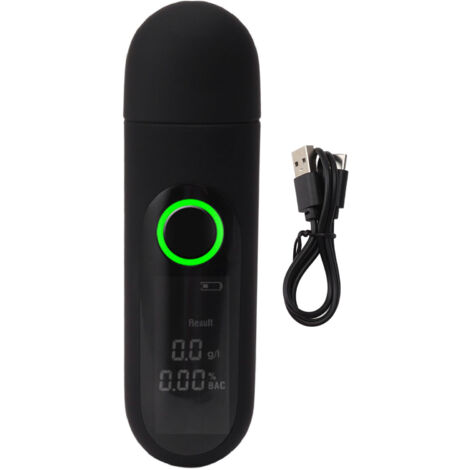 Digital Alcohol Tester High Accuracy LCD HD Display USB Rechargeable Portable Breath Tester for Home Use Black