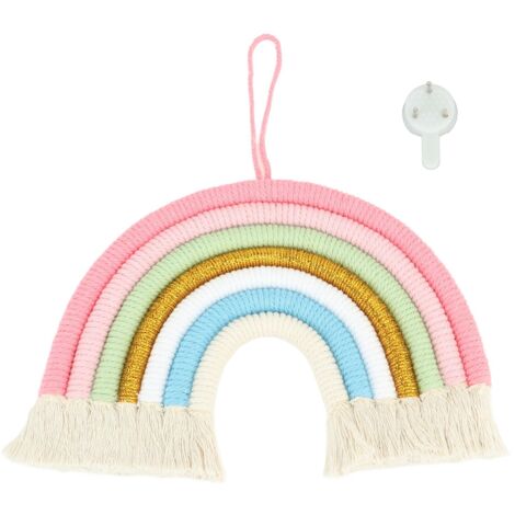 Macrame Woven Rainbow 7 Colors Hand Woven Rainbow Wall Hanging Tassel Decoration for Home Room Photo Prop BZ-703 (1/5)