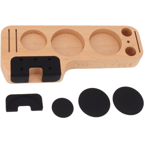 Coffee Tamping Station Beech Comfortable Grip Coffee Filter Tamper Holder with Pads for Coffee Making 58mm/2.3in (1/5)