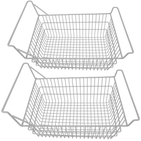 2pcs Freezer Baskets for Chest Freezer Household Wire Storage Basket Bins Organizer with High Low Handles for Kitchen Pantry Cabinet 50x24cm / 19.7x9.4in (1/5)