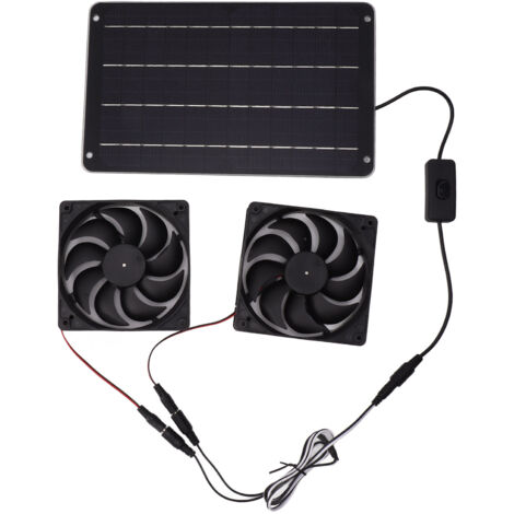 20W Solar Powered Dual Fan 12V Efficient Energy Saving Solar Panel Fan Kit with Switch for RV Greenhouse Pet Home