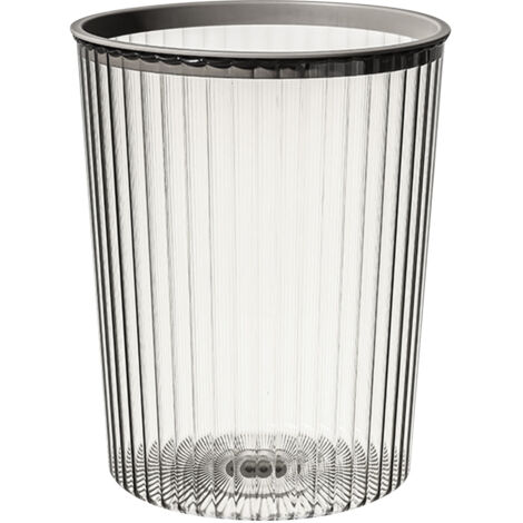 Transparent Garbage Bin with Top Ring Easy Attached Lid Free Large Capacity Trash Bin Can for Household Gray (1/5)