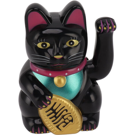Home Desktop Solar Energy Waving Arm Fortune Cat 5in Lucky Fortune Cat for Home Car Black (1/5)