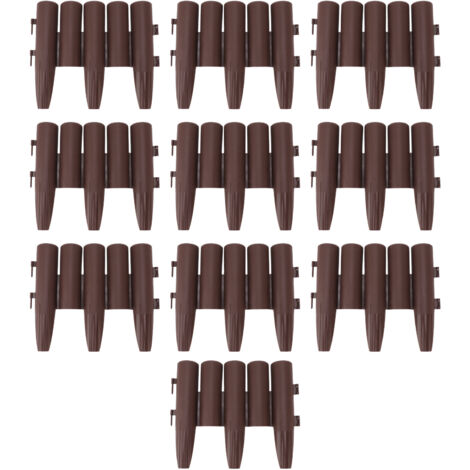 10 PCS Staggered Short Fence PP Easy To Install Brown Short Fence Edging for Balcony Flower Bed (1/5)