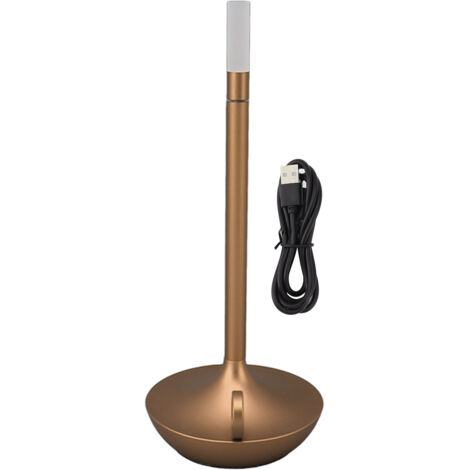 Cordless Table Lamp Innovative Candle Shape 3 Levels Brightness Dimmable Rechargeable LED Desk Lamp Gold (1/5)