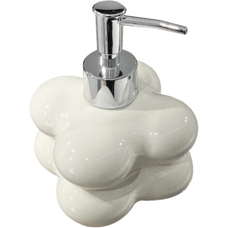 Cloud Press Pump Bottle Ceramic Reusable Decoration Refillable Cloud Shape Dispenser Bottle for Bathroom Milky White (1/5)