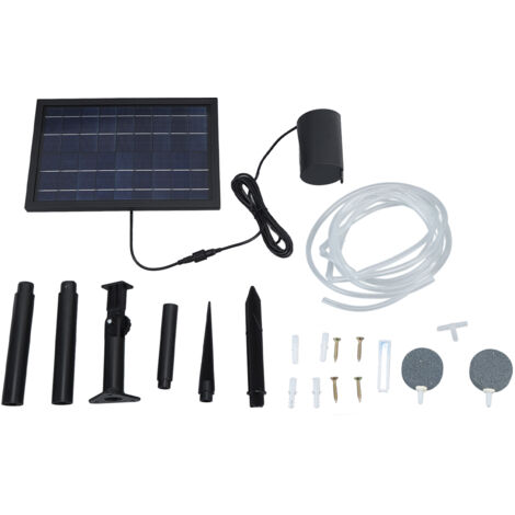 Solar Air Pump with 2 Bubble Stones with Hose 8W 10V 2400mAh ABS and Polysilicon Solar Oxygen Pump for Pond Pool (1/5)