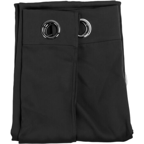 Grommet Blackout Curtains Punch Free Thermal Insulated Room Darkening Curtains for Bedroom Living Room Black 132x213cm / 52.0x83.9in (1/5)