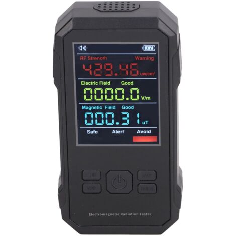 Radiation Detector Black Digital EMF Meter LED Display Handheld RF Electric Field Magnetic Field Level Alert Geiger Counter