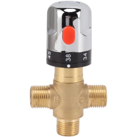 Thermostatic Mixing Valve Brass Shower Mixing Valve Hot and Cold Water Temperature Control Valve for Basin Bathroom (1/5)