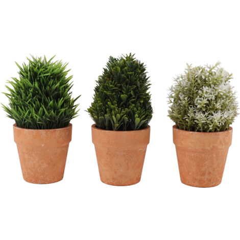 3PCS Artificial Potted Plants Set Plastic Indoor Small Fake Greenery Potted Plants for Home Bathroom Living Room Bedroom Office Desk Bookshelf Decor (1/5)