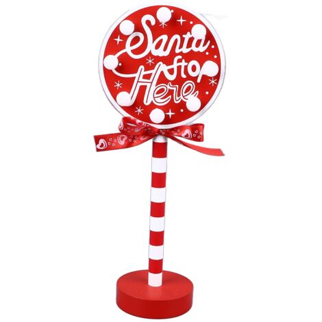 Christmas Stop Here Decor Metal Solid Wood LED Delicate Santa Stop Here Tree Topper for Christmas Party Round 12x8x30.5cm (1/5)
