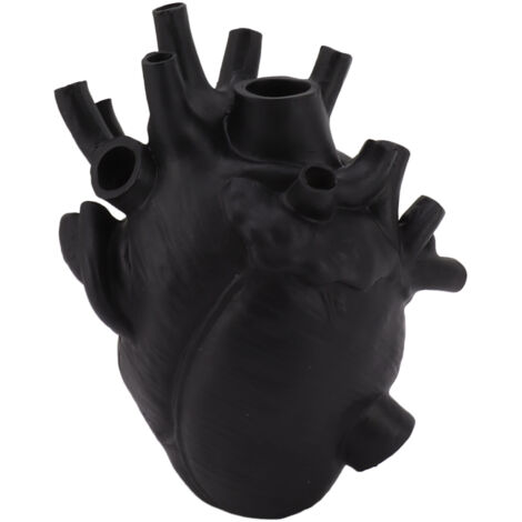 Heart Shaped Vase Decorative Modern Resin Exquisite Planter Pot for Home Office Bedroom Wedding Black (1/5)