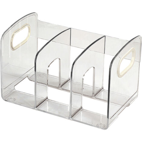 Book Organizer Desktop Book Rack File Holder Acrylic Tabletop Organizer for Study Office Transparent 3 Compartment (28x14x15cm/11x5.5x5.9in) (1/5)