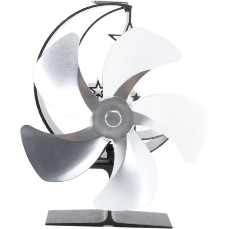 Wood Burner Fan 5 Blades Ultra Quiet Air Circulation Heating Energy Saving Heat Powered Fireplace Fan for Ice Fishing Camping Silver (1/5)