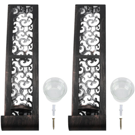 2pcs Wall Candle Holders Exquisite Iron Art Wall Candlestick Durable Antique Candle Scones Wall Decoration for Home Restaurant Office (1/5)