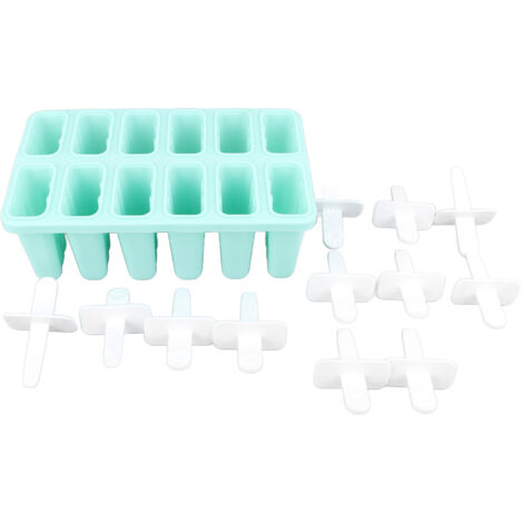 12 Cavity Ice Cream Mould with Stick Easy Release Green Reusable Silicone Ice Pop Moulds for Ice Cream (1/5)