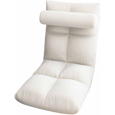Floor Chair with Back Support Folding Sofa Chair Sleeper Bed Couch Recliner Floor Gaming Chair Meditation Chair for Adults White (1/5)