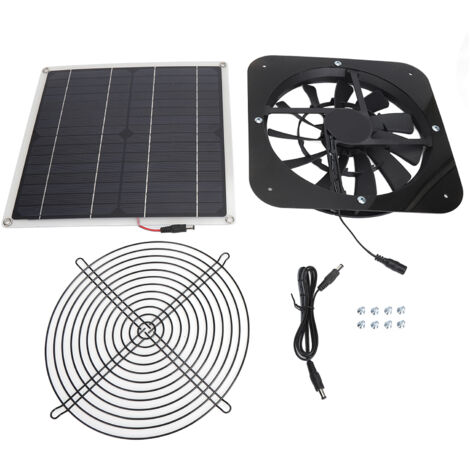 Solar Panel Fan Kit Solar Exhaust Fan 100W Solar Powered Panel with 10inch Round Fan for Greenhouse Shed Chicken Coop Black
