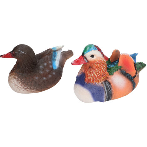 2PCS Floating Mandarin Duck Statue Resin Cute Animal Decor Sculpture Ornament for Outdoor Garden Pond Light Color (1/5)